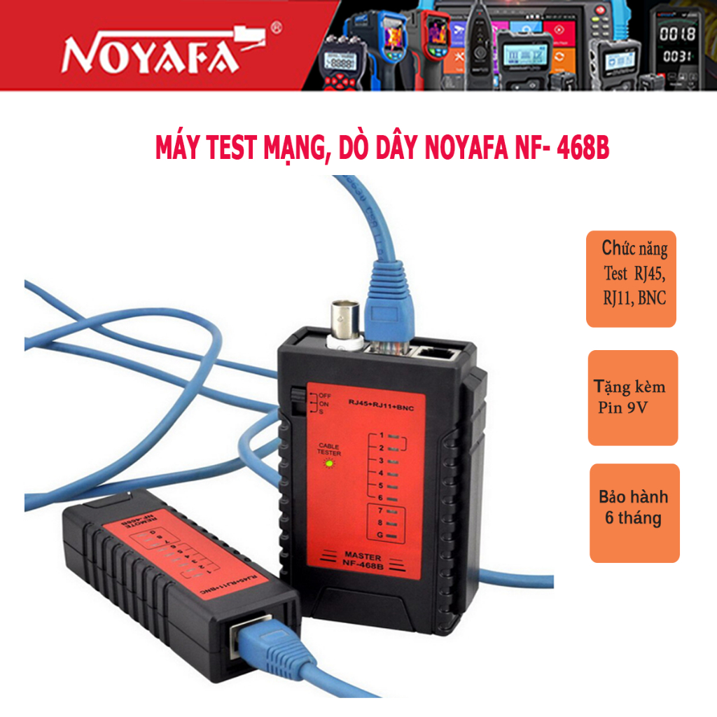 Máy test mạng 3 chức năng Noyafa NF-468B chính hãng (test RJ45, RJ11 ...
