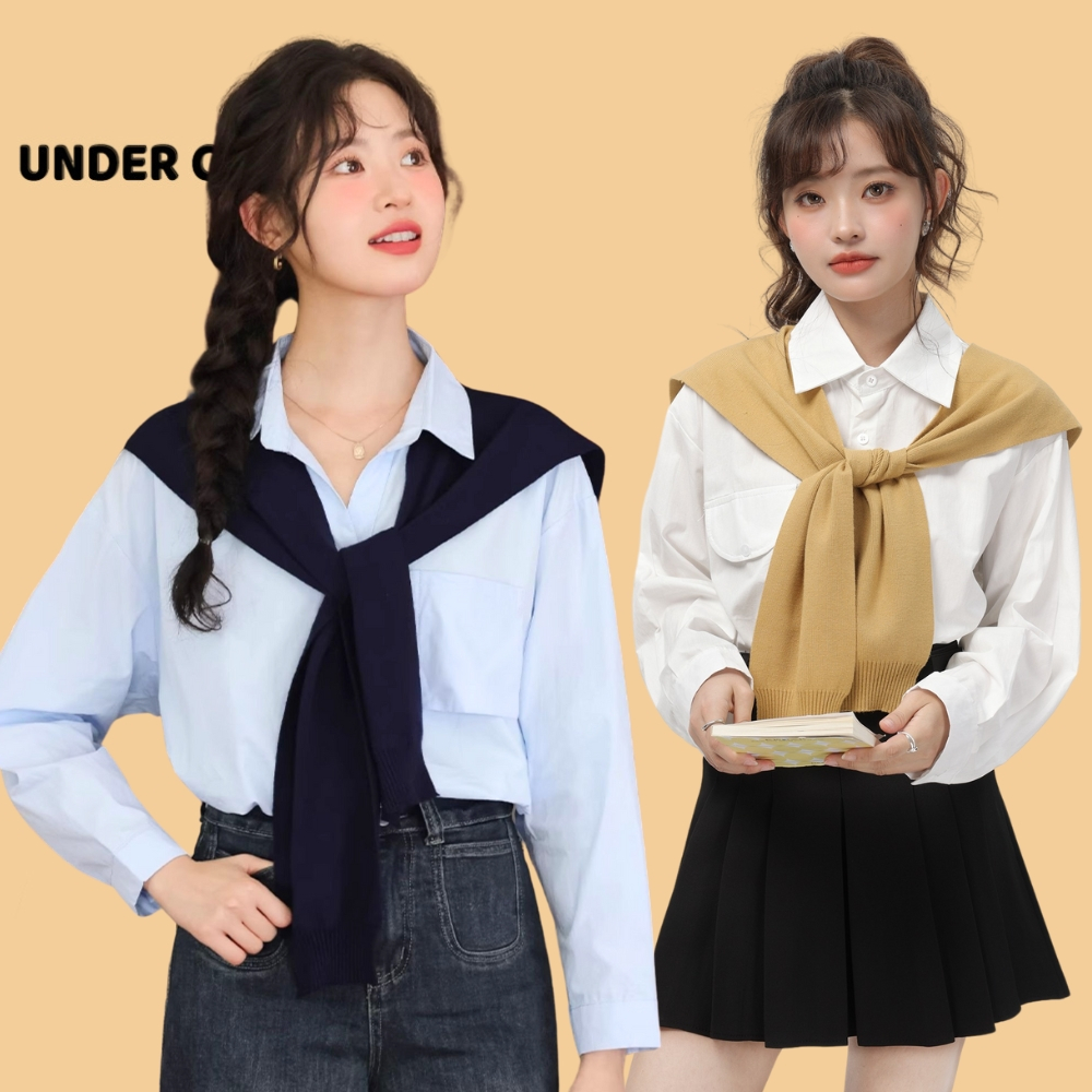 Khăn Choàng Giả Áo Thuỷ Thủ Len Màu Trơn UNDERCOOL Dễ Phối đồ Phong Cách Hàn Quốc Mùa Thu Đông Unisex - KC01