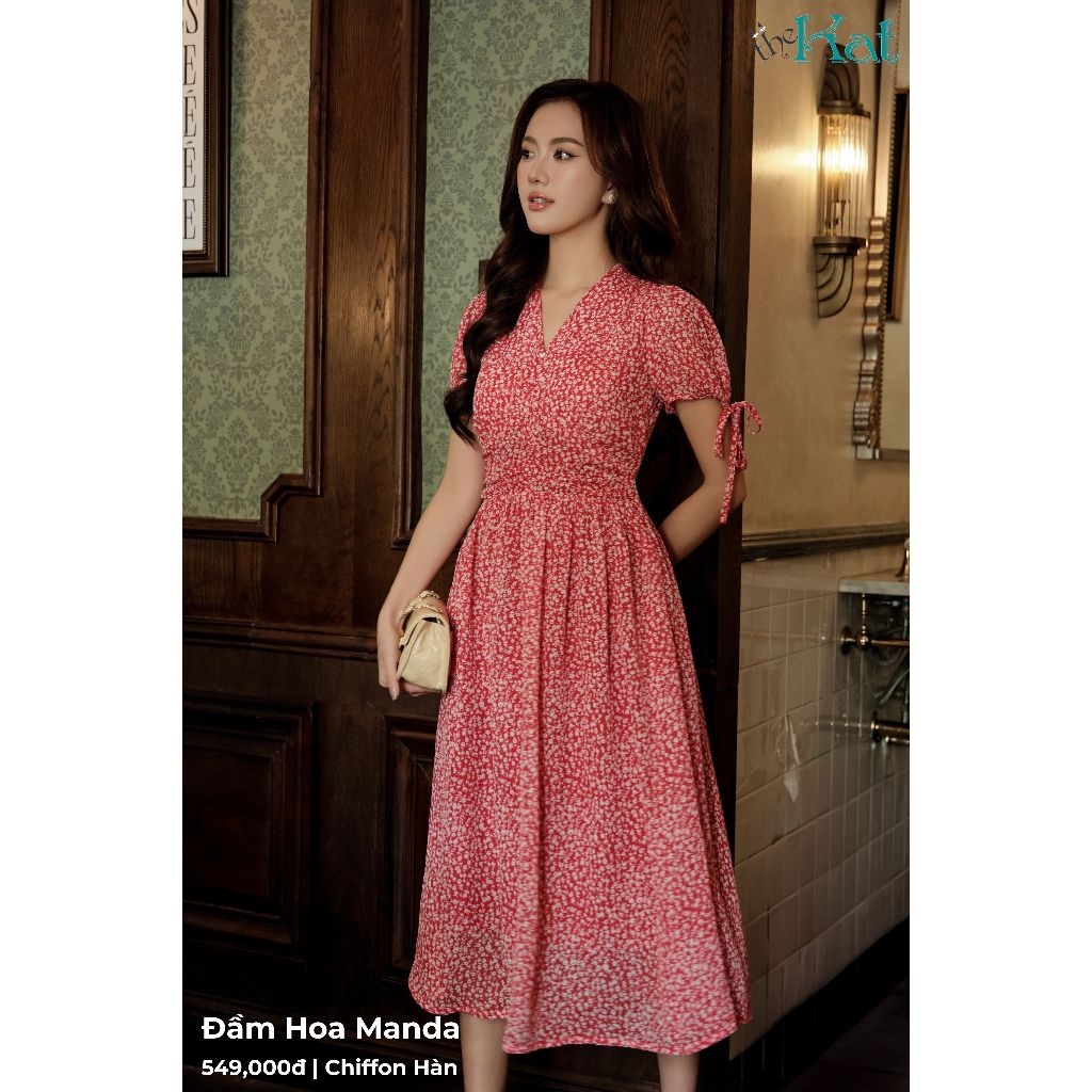 Đầm hoa Manda The Kat House, vải chiffon mềm mại, vibe dịu dàng, nàng thơ