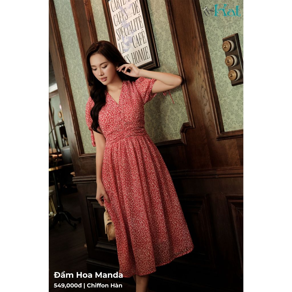 Đầm hoa Manda The Kat House, vải chiffon mềm mại, vibe dịu dàng, nàng thơ