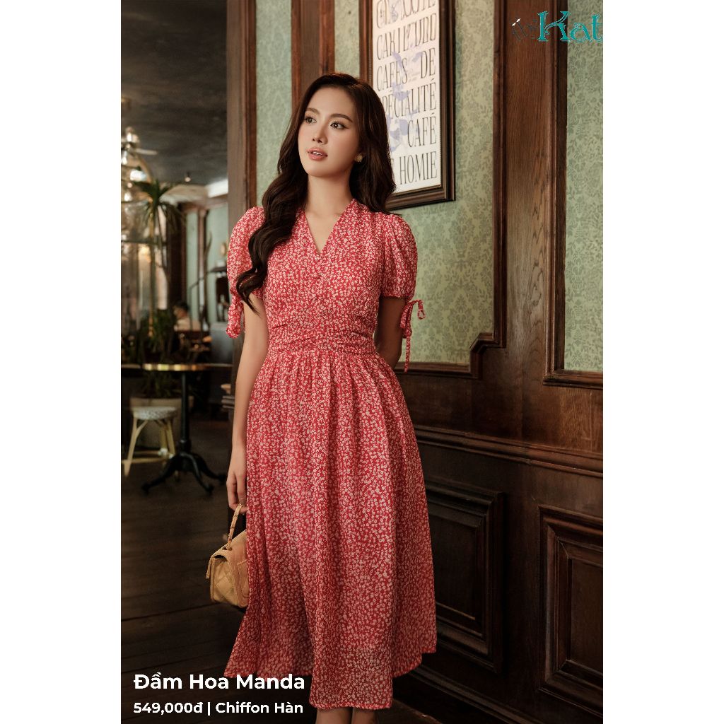 Đầm hoa Manda The Kat House, vải chiffon mềm mại, vibe dịu dàng, nàng thơ