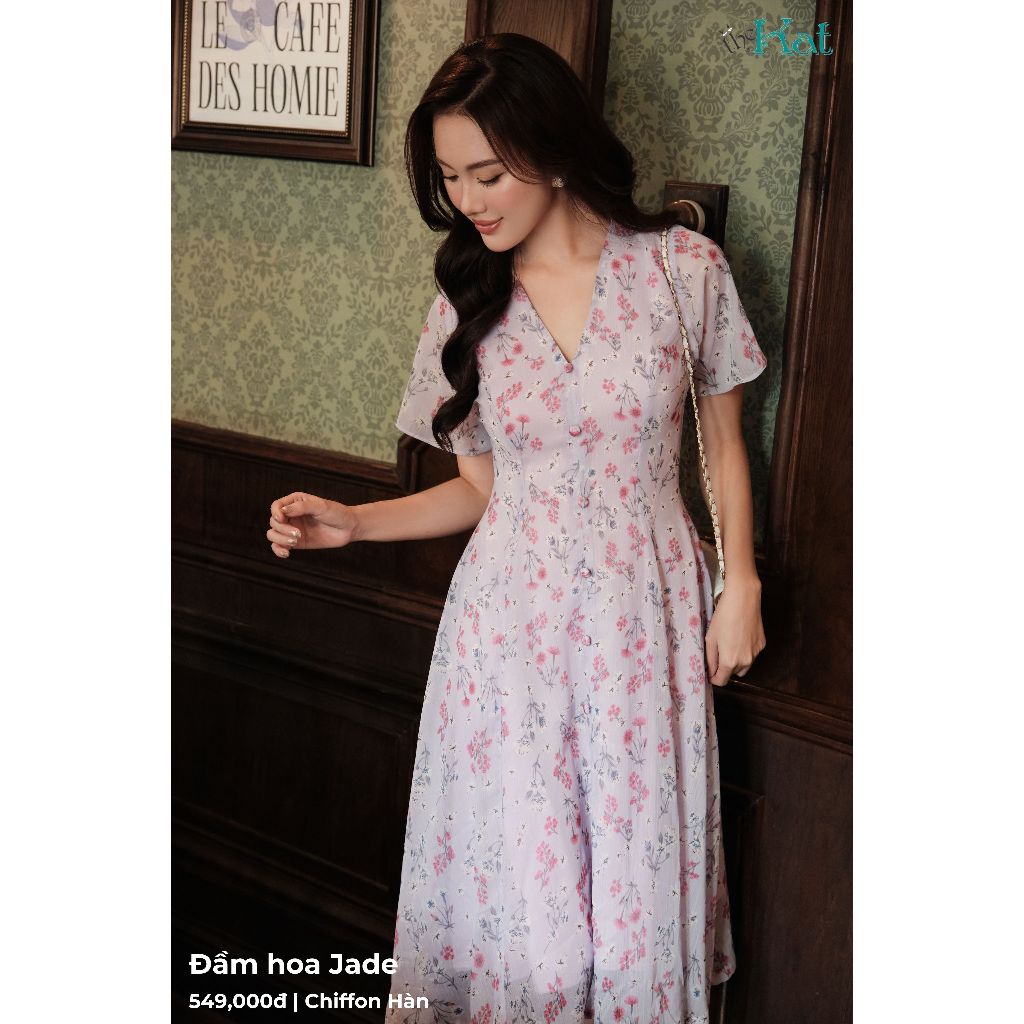 Đầm Hoa Jade The Kat House, Vải Chiffon Hoa Mềm Mại, Vibe Dịu Dàng, Nàng Thơ Thích Hợp Đi Chơi, Đi Làm