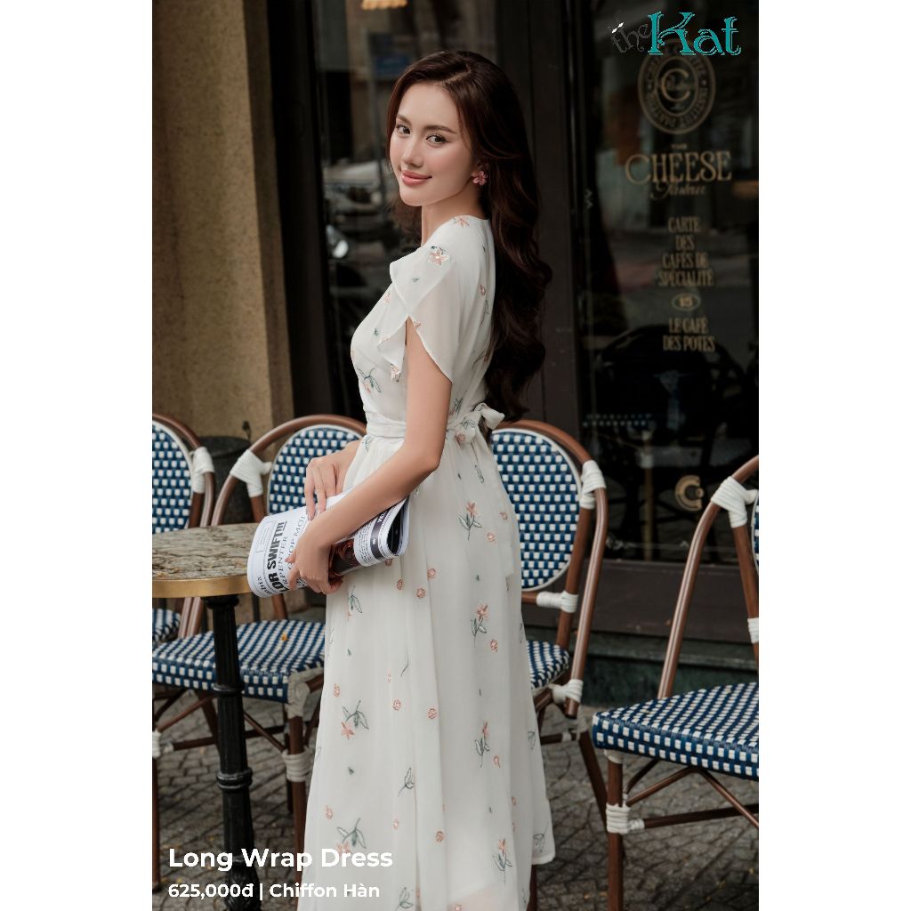 Đầm Hoa Long Wrap The Kat House, Vải Chiffon Hoa Mềm Mại, Vibe Dịu Dàng, Nàng Thơ Thích Hợp Đi Chơi, Đi Làm