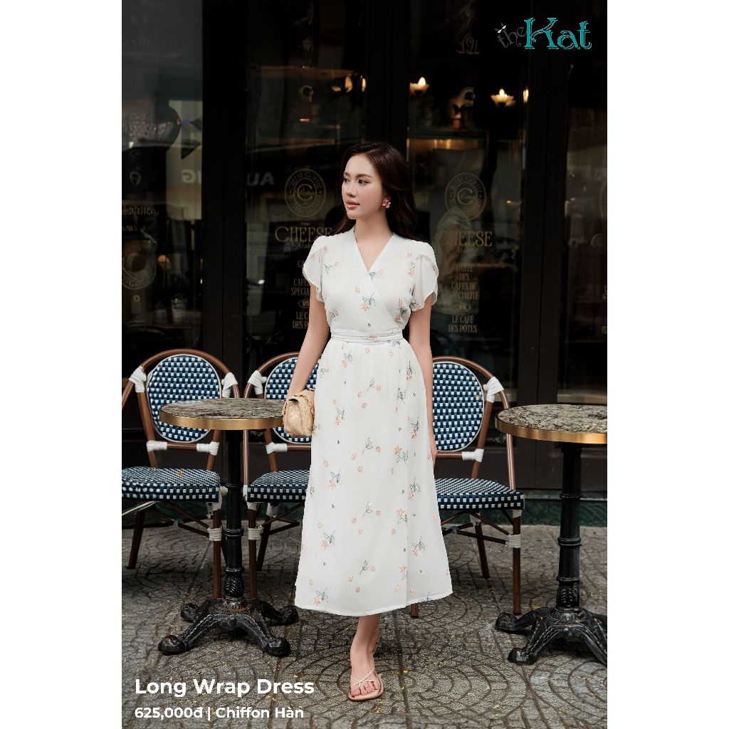 Đầm Hoa Long Wrap The Kat House, Vải Chiffon Hoa Mềm Mại, Vibe Dịu Dàng, Nàng Thơ Thích Hợp Đi Chơi, Đi Làm