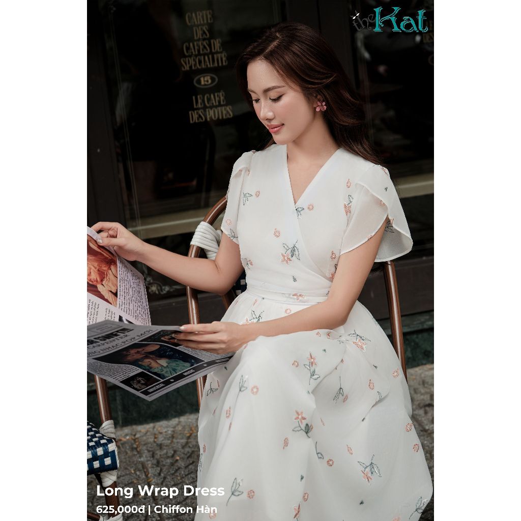 Đầm Hoa Long Wrap The Kat House, Vải Chiffon Hoa Mềm Mại, Vibe Dịu Dàng, Nàng Thơ Thích Hợp Đi Chơi, Đi Làm
