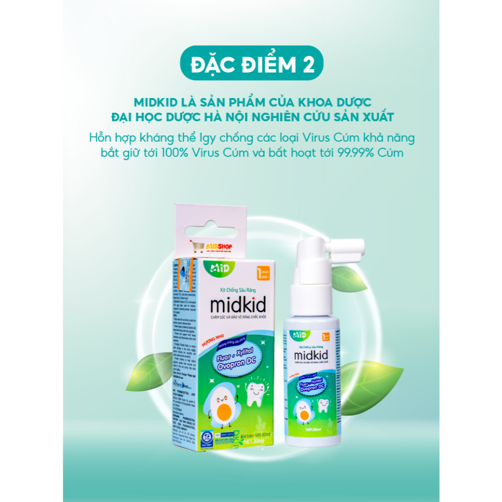 Xịt Chống Sâu Răng Midkid - Bảo vệ men răng, ngừa ố vàng (cho bé từ 1 tuổi)