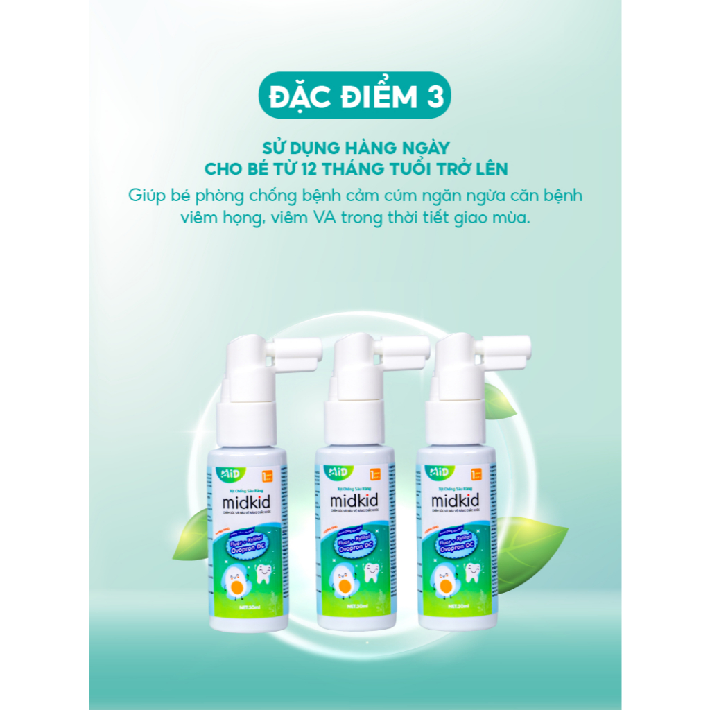 Xịt Chống Sâu Răng Midkid - Bảo vệ men răng, ngừa ố vàng (cho bé từ 1 tuổi)
