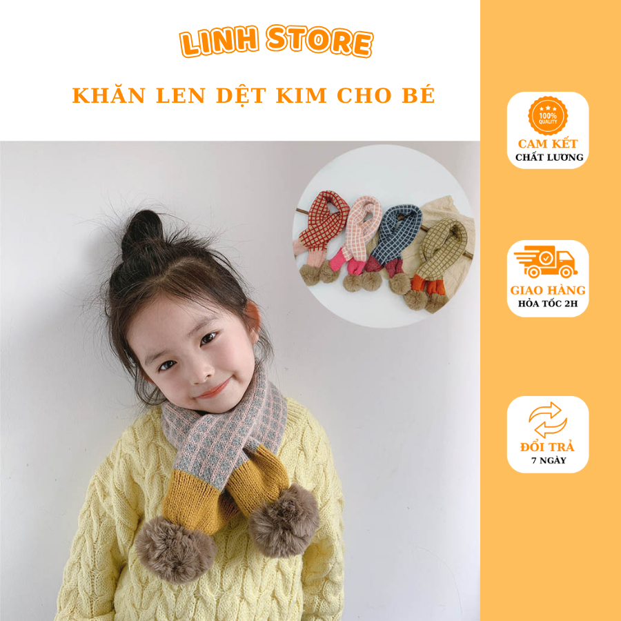 Khăn quàng cổ dệt kim cho bé,khăn len giữ ấm