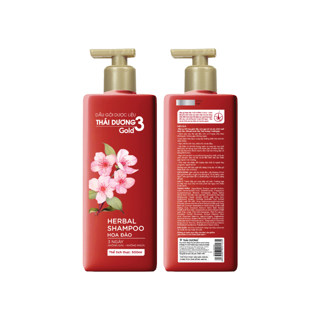 Ảnh Dầu gội Thảo dược Thái Dương 3 Gold Hoa Đào Chai 500ml, 333ml - Sao Thái Dương 4