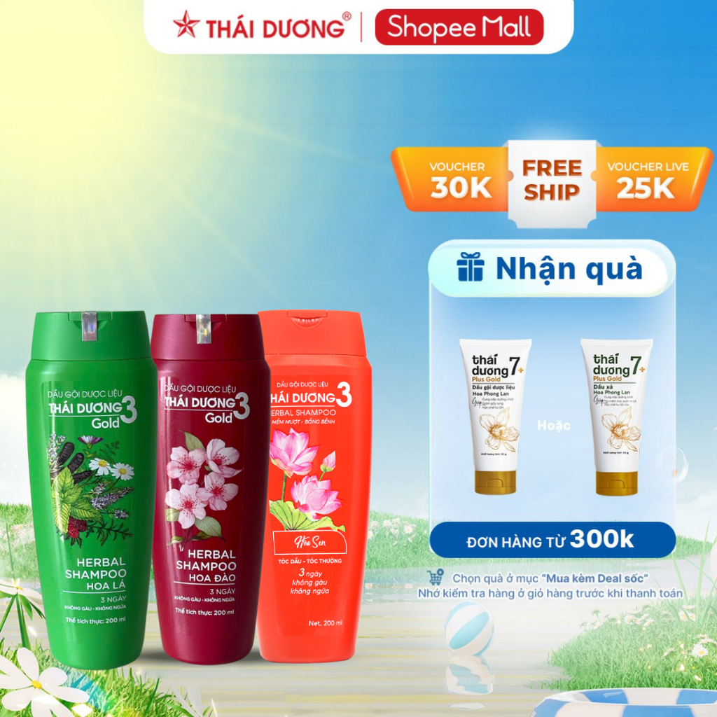 Ảnh Dầu gội thảo dược Thái Dương 3 - Chai 200ml, 500ml dành cho tóc gàu ngứa - Sao Thái Dương 3