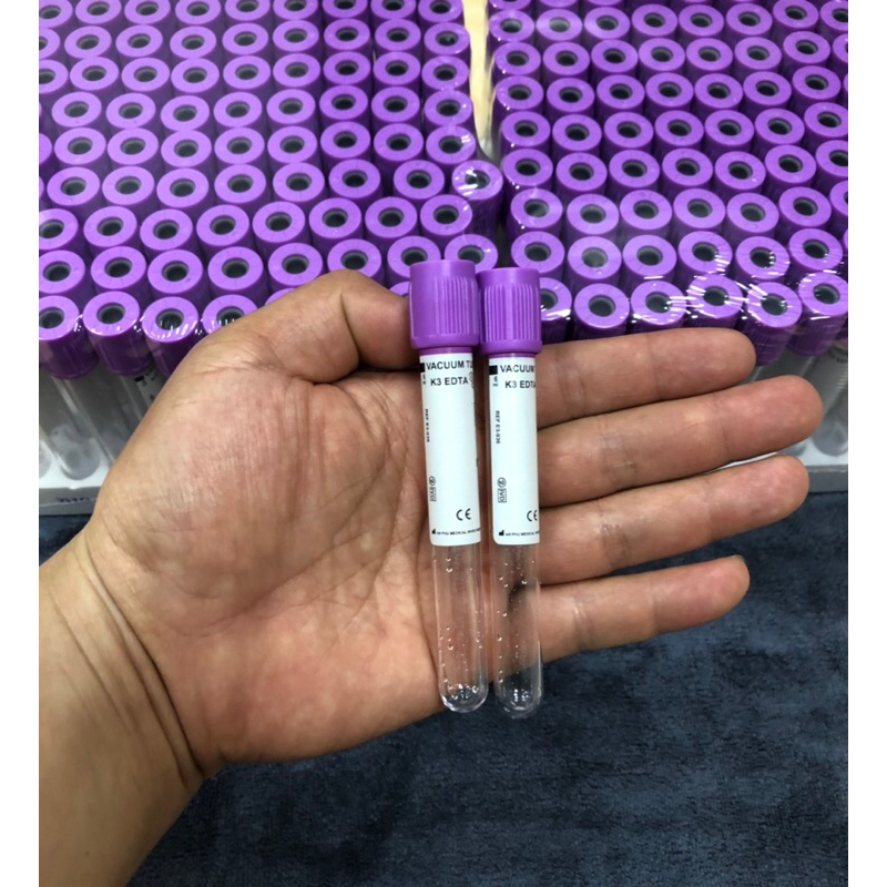 Khay ống nghiệm chân không nắp tím EDTA K3 chứa chất chống đông dung tích 6ml ( 100 ống )