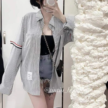 Sơ mi thome sơ mi kẻ sọc hottrend sơ mi nam nữ sơ mi dài tay freesize 33-65kg