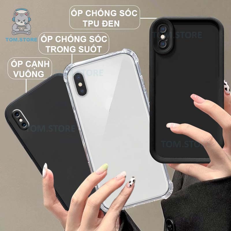 Ốp lưng IPhone X / XS / XR / XS MAX chống sốc đen,kem,TPU viền vuông,chống sốc trong suốt silicon