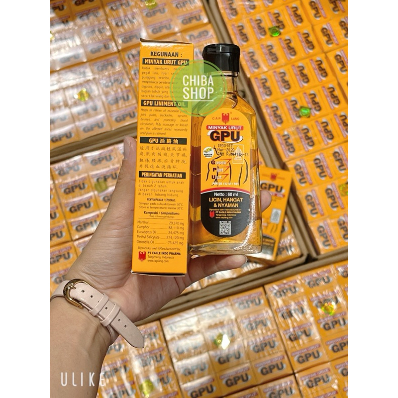 Dầu xoa bóp từ gừng, xả GPU Liniment Oil 60ml Indonesia- Giảm đau cơ