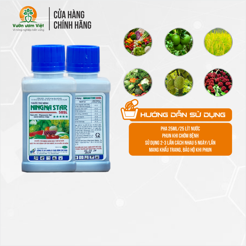 Thuốc trừ bệnh Ningnastar 5SL - trị héo xanh, bạc lá, lở cổ rễ - khắc tinh vi khuẩn hại cây trồng.