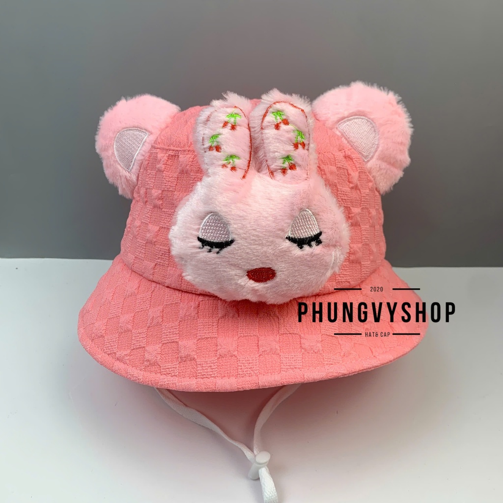 Bé 2-5Tuổi, Mũ bucket tai bèo vành trẻ em trai gái phungvyshop- Nón trung / Bo THỎ XỐP NHẮM MẮT XOP NHAA /
