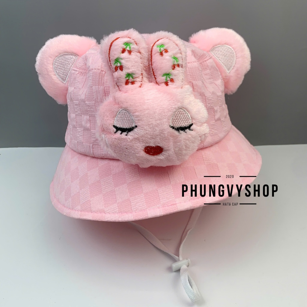 Bé 2-5Tuổi, Mũ bucket tai bèo vành trẻ em trai gái phungvyshop- Nón trung / Bo THỎ XỐP NHẮM MẮT XOP NHAA /