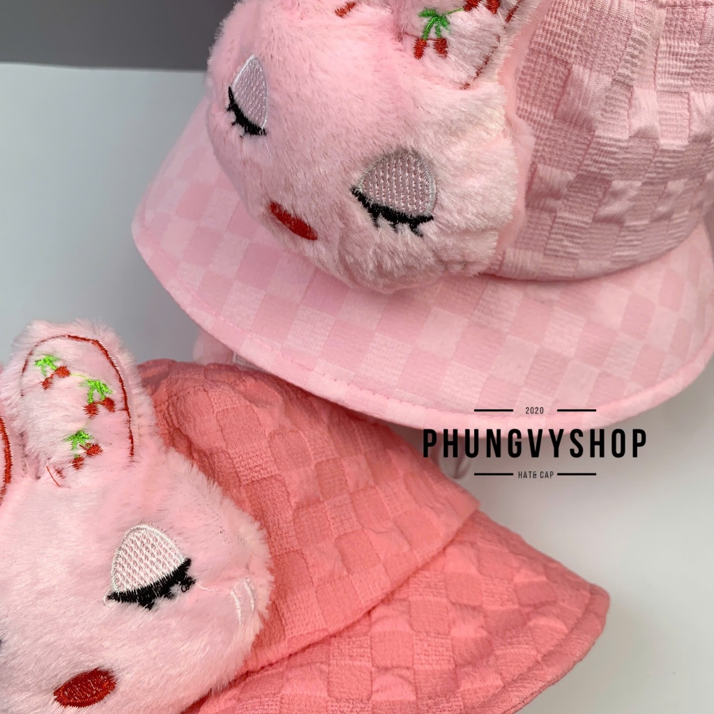 Bé 2-5Tuổi, Mũ bucket tai bèo vành trẻ em trai gái phungvyshop- Nón trung / Bo THỎ XỐP NHẮM MẮT XOP NHAA /