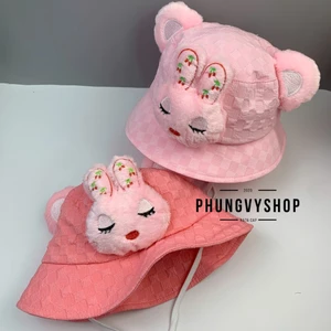Bé 2-5Tuổi, Mũ bucket tai bèo vành trẻ em trai gái phungvyshop- Nón trung / Bo THỎ XỐP NHẮM MẮT XOP NHAA /
