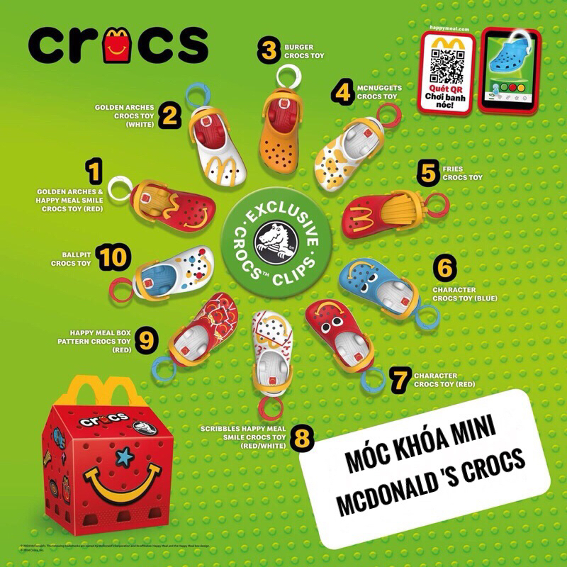 [Chính hãng] Bộ sưu tập Happy Meal móc khóa McDonald 's Crocs 2024