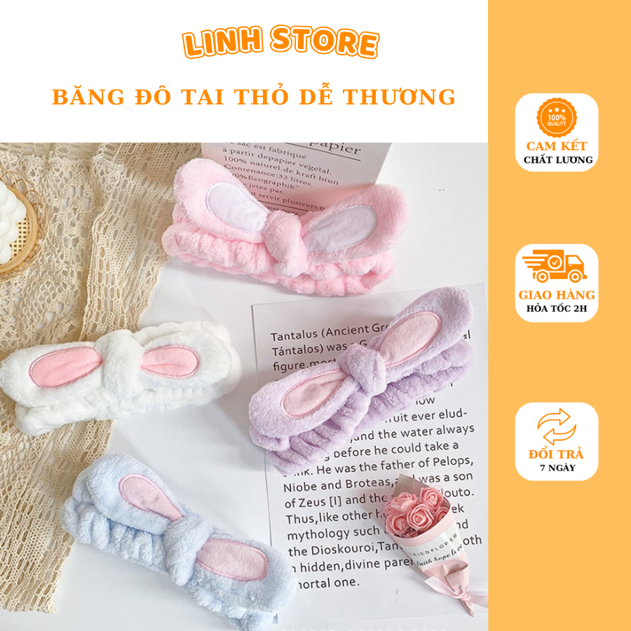Băng Đô Tai Thỏ Vải Nhung Chất Xịn Siêu Mềm Mượt