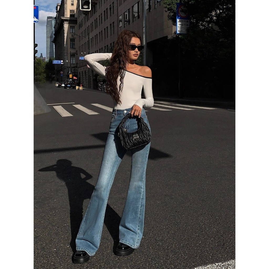 (sẵn) Áo dài tay trễ vai màu trơn trắng đen dáng ôm body chất thun co dãn dày dặn phong cách quyến rũ ATV006 - Tiktik