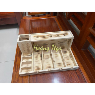 kệ đựng tông đơ kéo 4 tông kt 40x25cm gỗ thông màu khò cháy