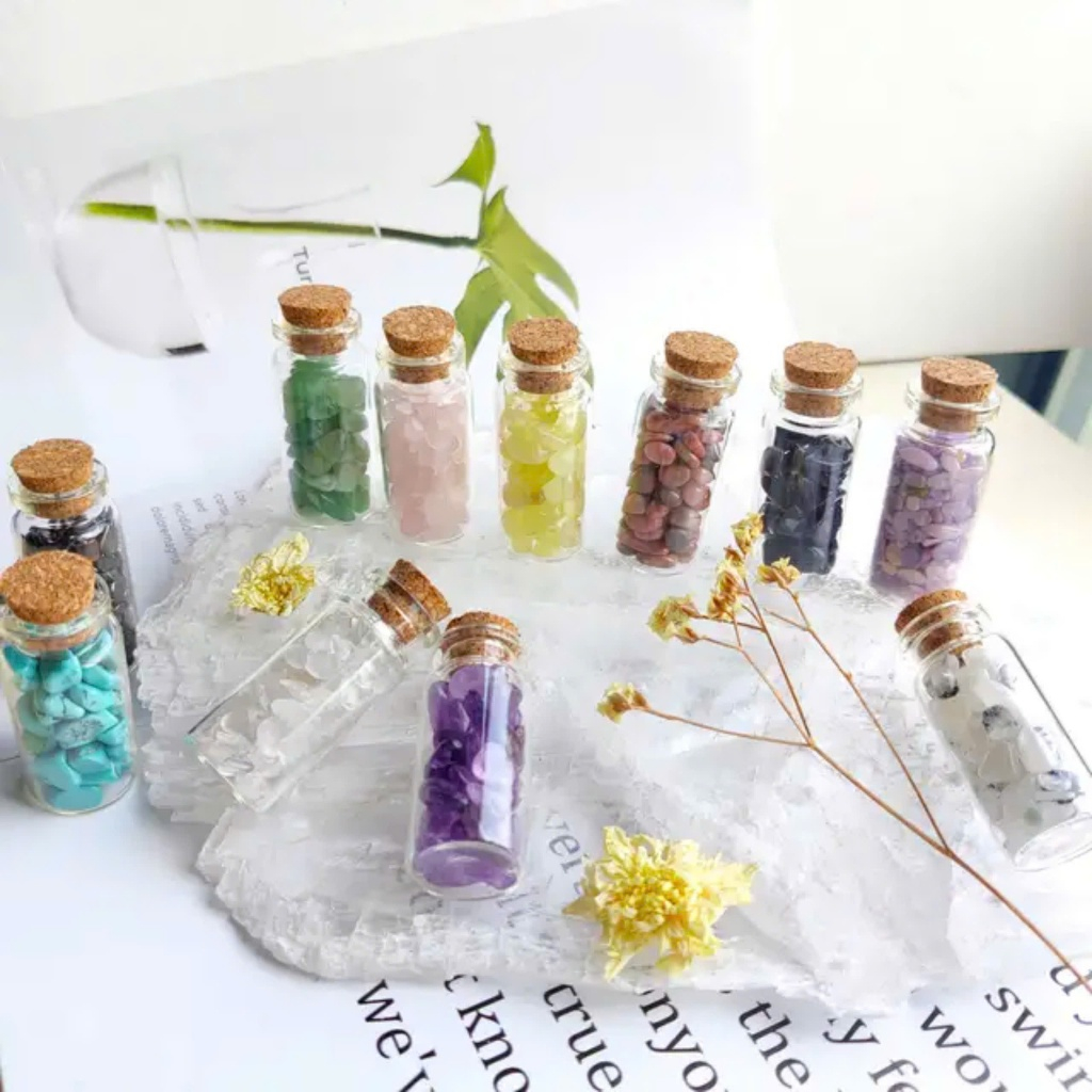 Hũ đá Thạch Anh thanh tẩy 10gr dùng trong tarot hoặc treo phòng, bỏ balo túi xách
