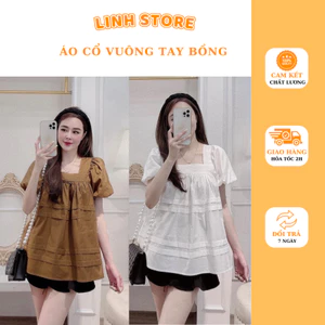 Áo cổ vuông, Áo babydoll cổ vuông bánh bèo tay siêu xinh AO0101 (2)