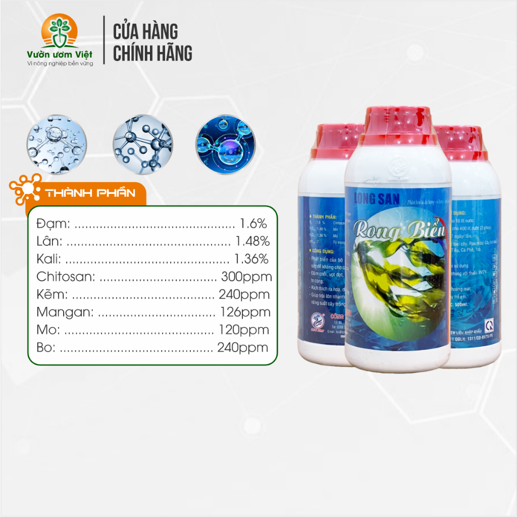 Phân bón Rong Biển - làm mát cây, đảm bộ lá xanh mướt, đâm đọt cực nhanh, rễ mới ra liên tục - 500ml