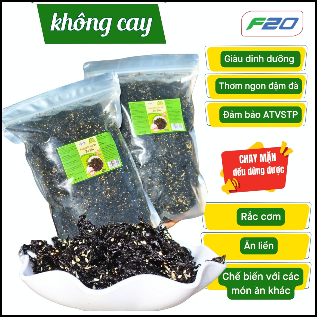 {1Kg/500G} Rong biển sấy mè Tuệ Tâm KHÔNG CAY - Rong biển ăn liền, Trộn ...