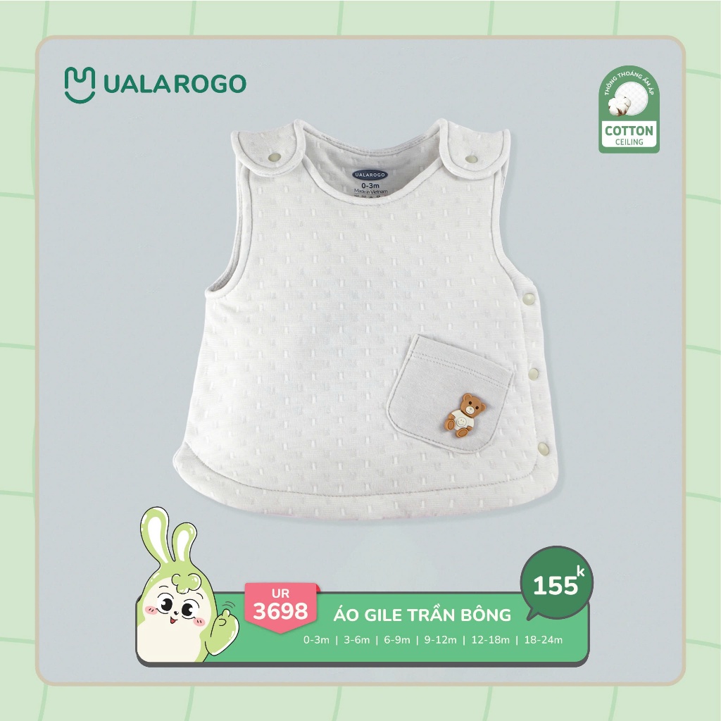 (3-14kg, 0-24M) Áo Gile Uala Cho Bé Hoạ Tiết Đáng Yêu UR3650 UR254 UR248 UR3804