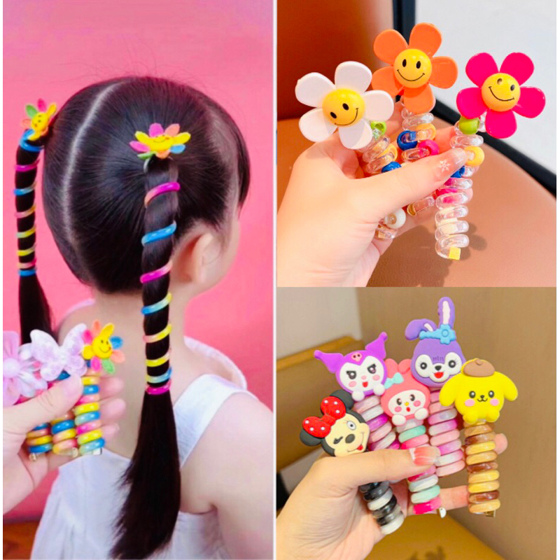 Set 2 chiếc dây xoắn tóc cho bé, dây lò xo buộc tóc, dây buộc tóc