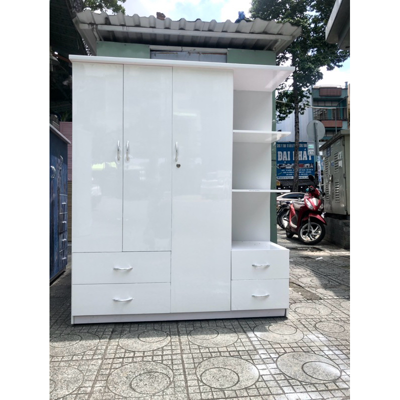 Tủ quần áo nhựa đài loan kèm kệ(145x170x45)lót lõi gỗ bản lề (Giao và ráp miễn phí nội thành TPHCM)