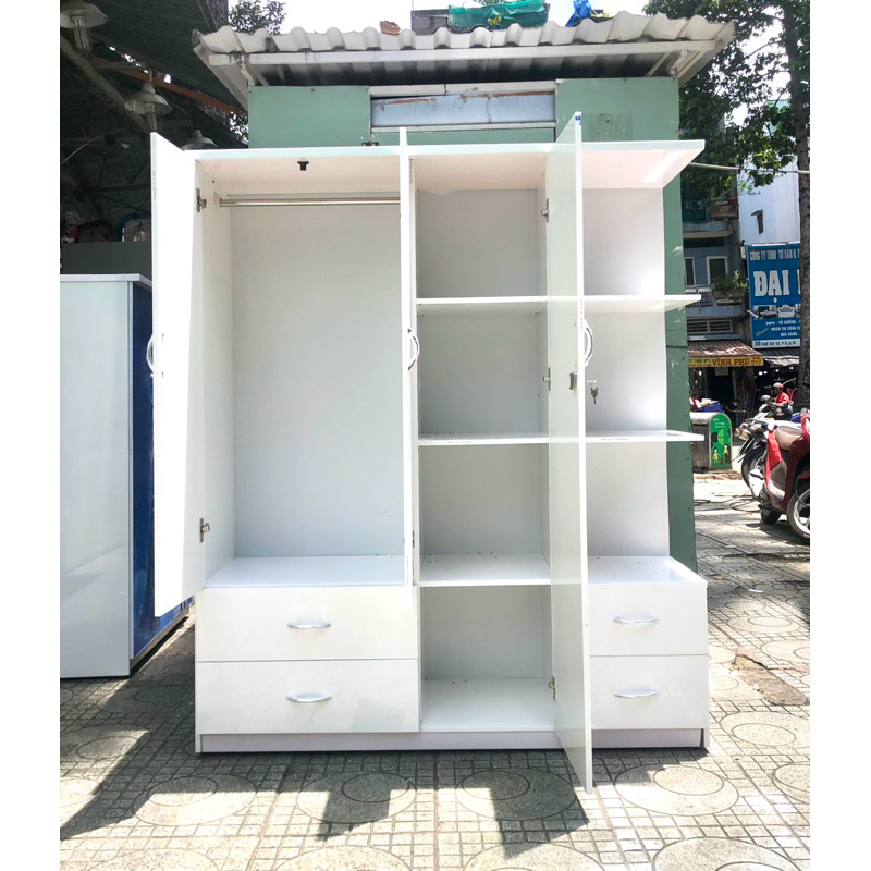 Tủ quần áo nhựa đài loan kèm kệ(145x170x45)lót lõi gỗ bản lề (Giao và ráp miễn phí nội thành TPHCM)