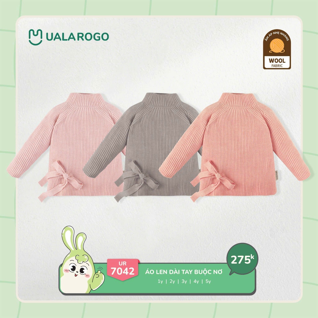 (9-24kg) Áo Len Dài Tay Cách Điệu, Đáng Yêu Cho Bé Trai, Bé Gái Uala Rogo UR7041, UR7042, UR7043, UR7044