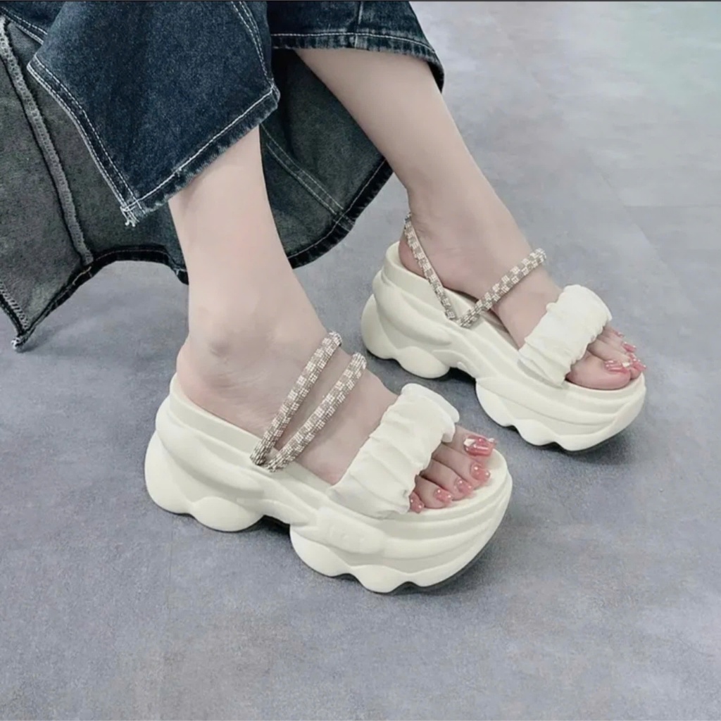 DÉP SANDAL BM QUAI NHÚN DÂY XOÀN 9CM SIÊU ÊM TÔN DÁNG AEJUSDU3