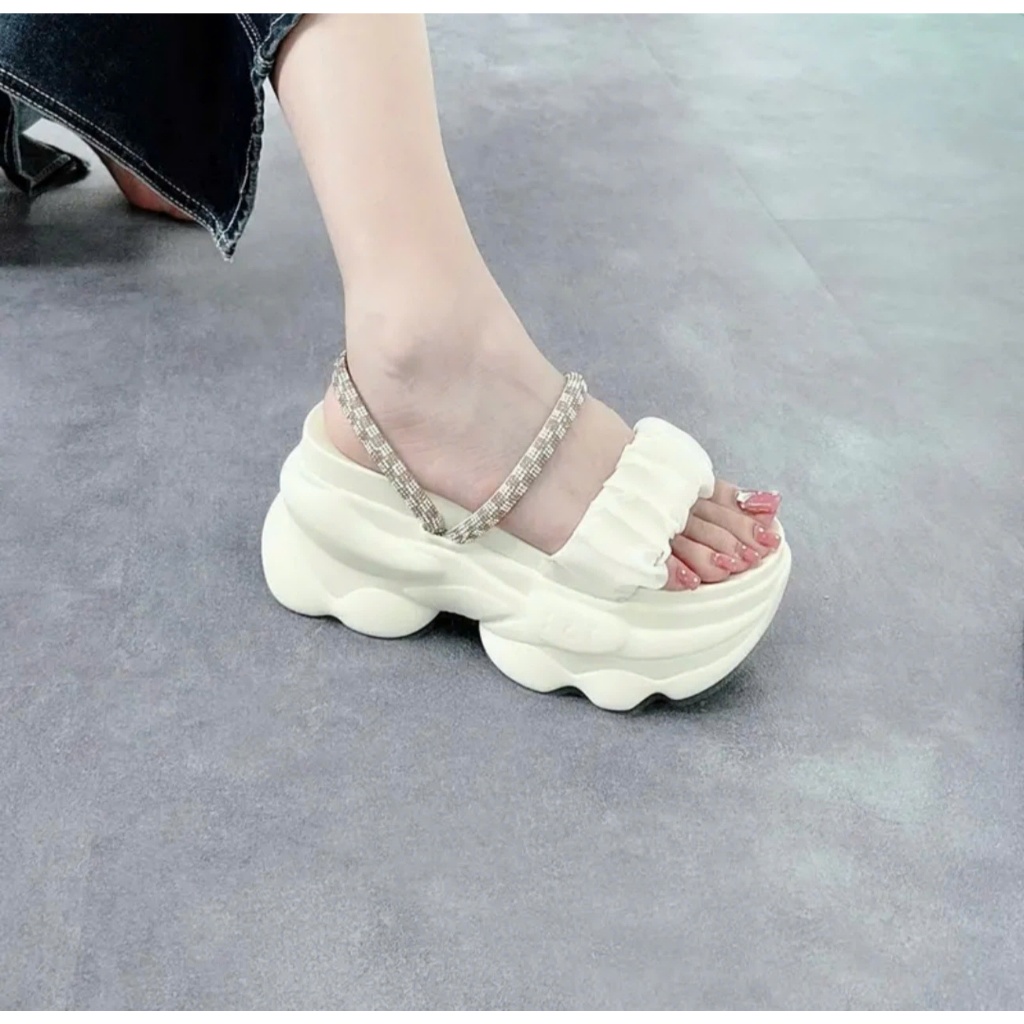 DÉP SANDAL BM QUAI NHÚN DÂY XOÀN 9CM SIÊU ÊM TÔN DÁNG AEJUSDU3