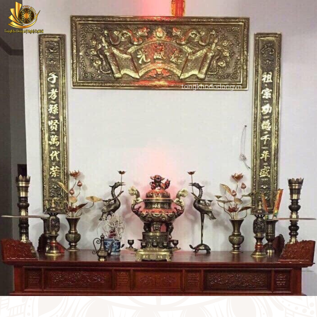 Hoành Phi Câu Đối, Bộ Cuốn Thư Quấn Thư Đại Tự Câu Đối 1m35,1m55 Bằng Đồng Vàng Nguyên Chất Nhập Khẩu Hàn Quốc Freeship