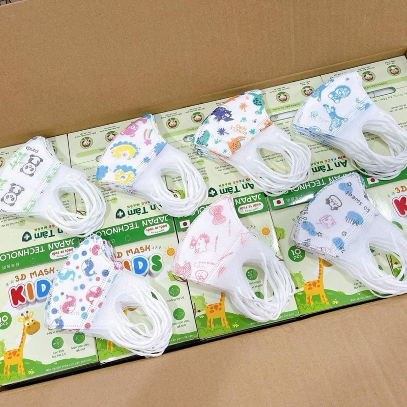 Hộp 10 cái khẩu trang cho bé 5D mask Famapro Nam Anh đủ màu cho bé 1-5 tuổi