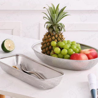 Rổ inox hình chữ nhật Chubby Chef đựng đồ chiên, để ráo rau củ quả sau khi rửa rổ inox chữ nhật rổ rửa rau inox