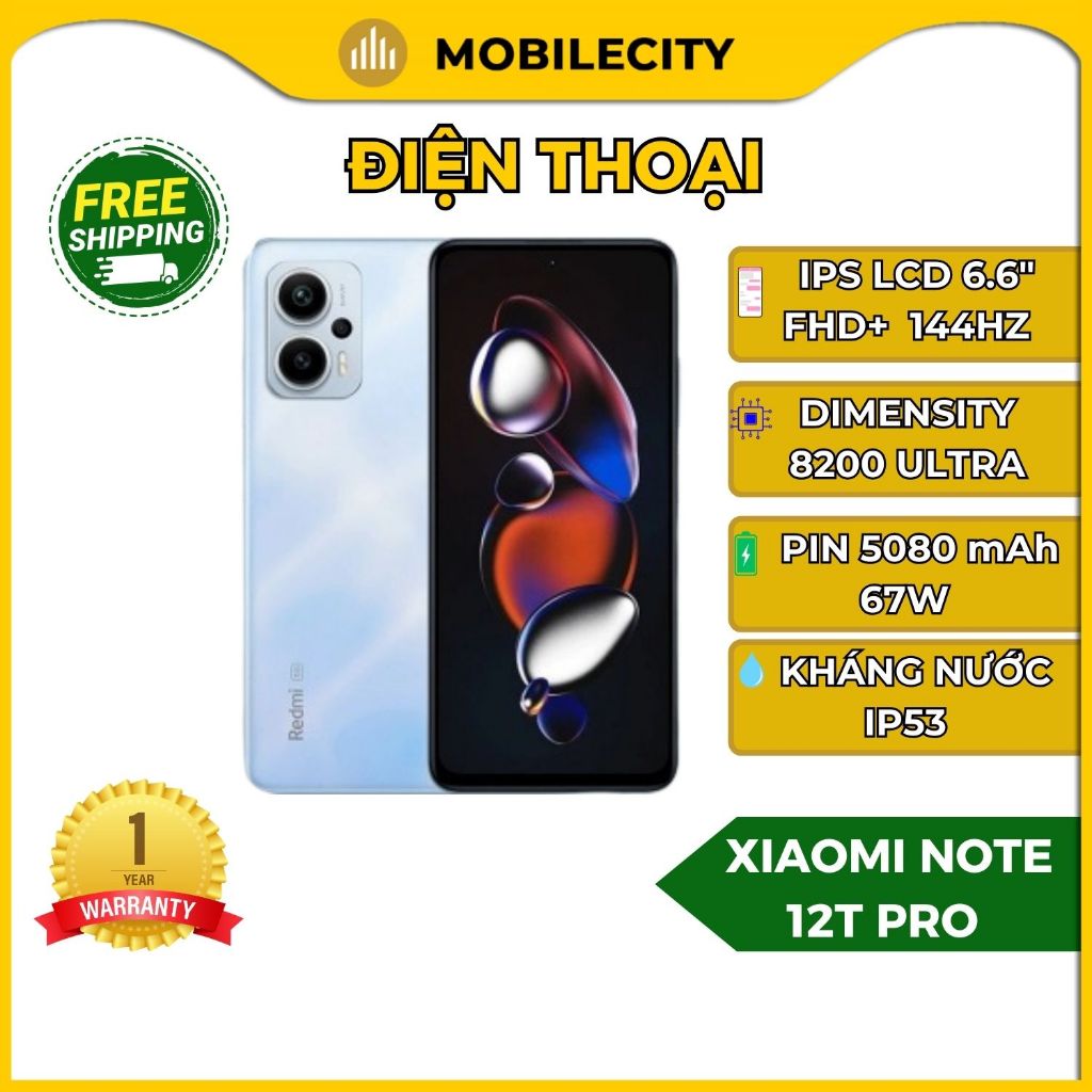 Điện thoại Xiaomi Redmi Note 12T Pro 5G - Dimensity 8200 Ultra (BHV 12 ...