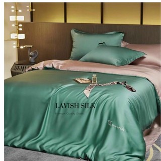 (Best Seller]Trọn Bộ Chăn Ga Gối Lụa Lavish Silk Cao Cấp Mát Lạnh Hàng Loại 1-Xanh Lá Mix Hồng Phấn