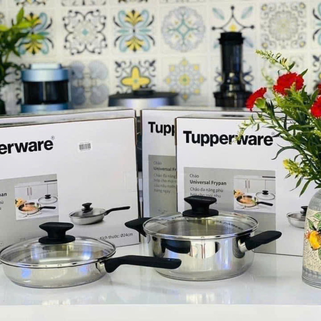 Chảo Universal 24cm/ Nồi universal 4L Tupperware (Có nắp kính), chảo ...