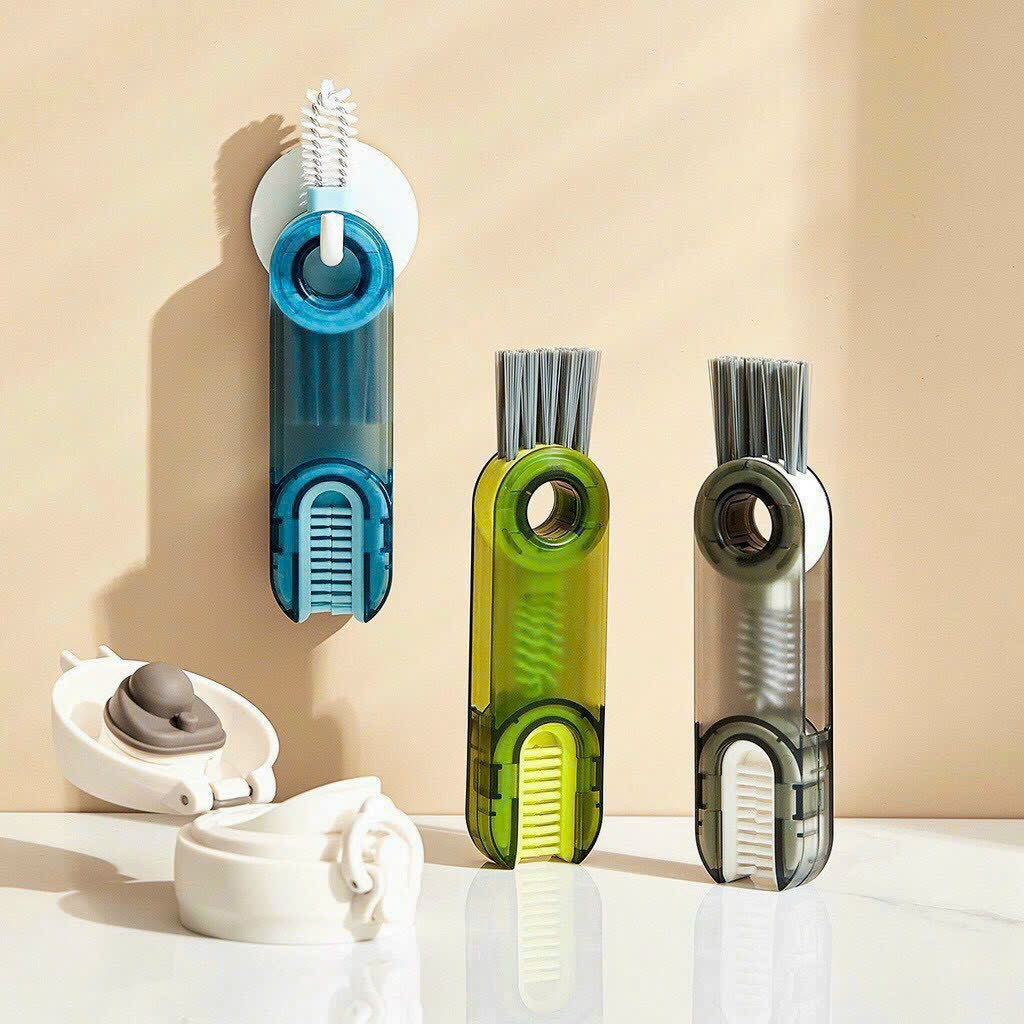 Cọ Vệ Sinh Đa Năng 3 in 1, Dụng Cụ Vệ Sinh Cốc, Bình Sữa, Bình Nước, Bài Chải Cọ Khe Hở Xoay 360