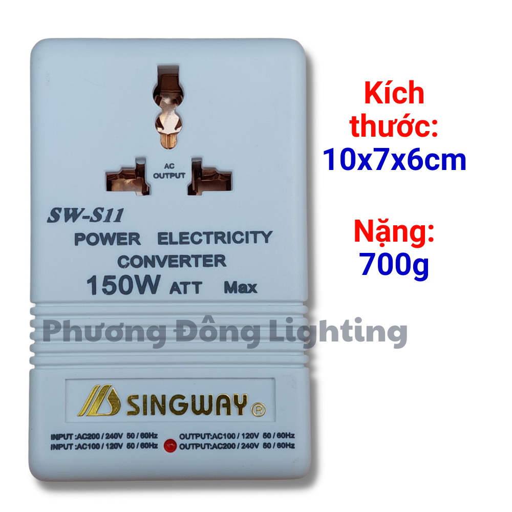 Biến áp chuyển đổi nguồn điện 2 chiều - 220V sang 110V và ngược lại - Chân cắm 3 chấu 150W