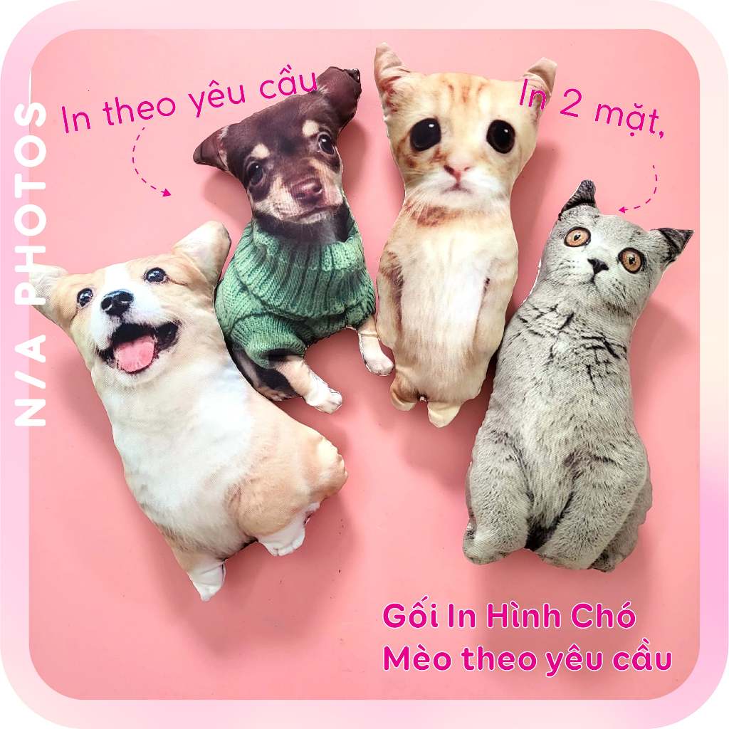 Gấu bông in ảnh theo yêu cầu, in hình chó mèo, người,…
