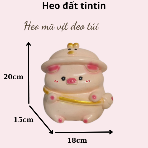 Heo đất tiết kiệm Heo đội mũ vịt đeo túi, lợn đất tiết kiệm ống tiết kiệm quà tặng trang trí