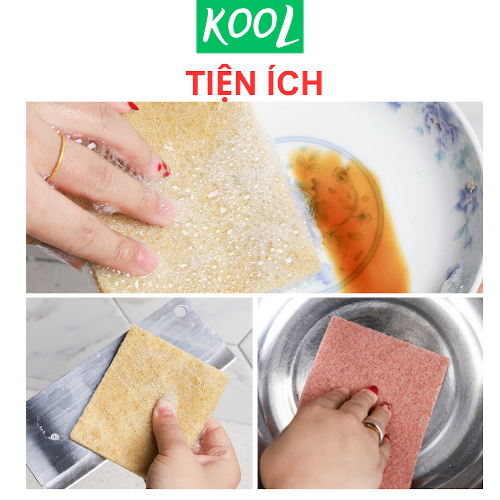 Miếng rửa chén sơ thiên nhiên, chà xoong nồi KOOL - RB308N2