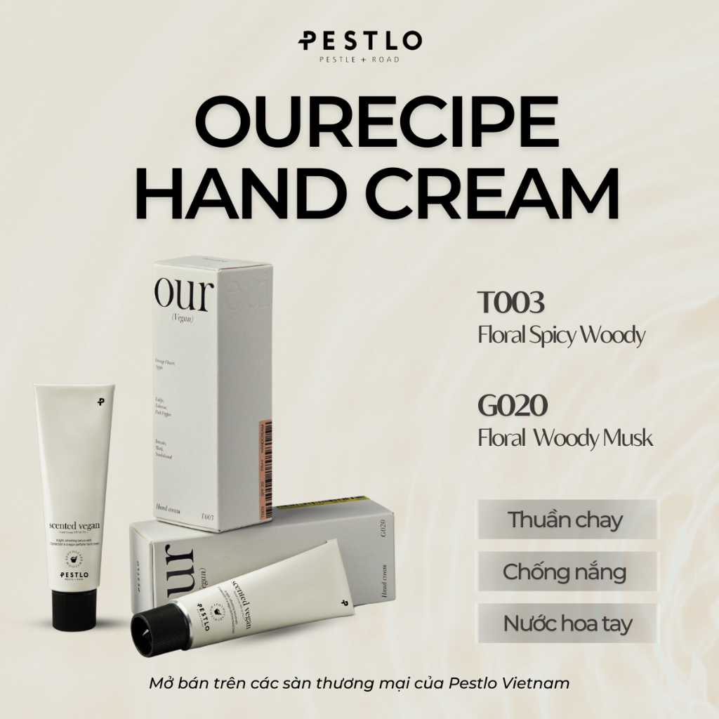 Kem tay PESTLO Ourecipe Scented Vegan Hand Cream SPF20 PA++ 30ml